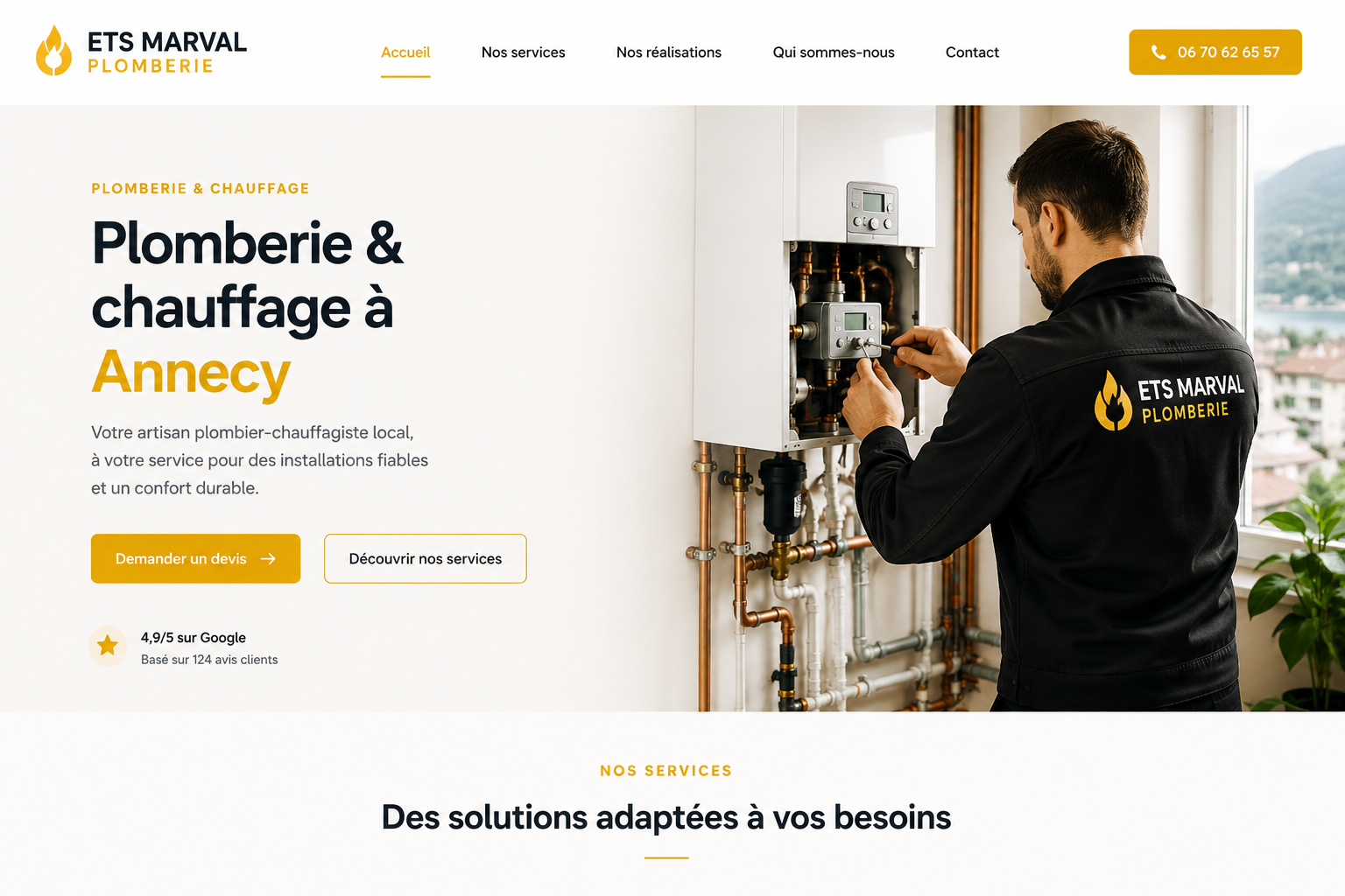 Exemple de page Page d'accueil d'un site d'artisan du bâtiment